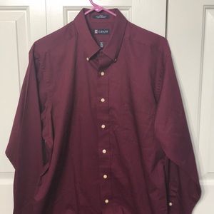 CHAPS Mens Burgundy Dress Shirt Large 16-16.5x34